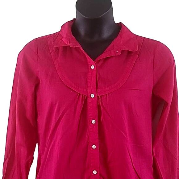 Excellent Old Navy Women’s Fuchsia Long Sleeve Button Down Casual Blouse Size L - Picture 5 of 7